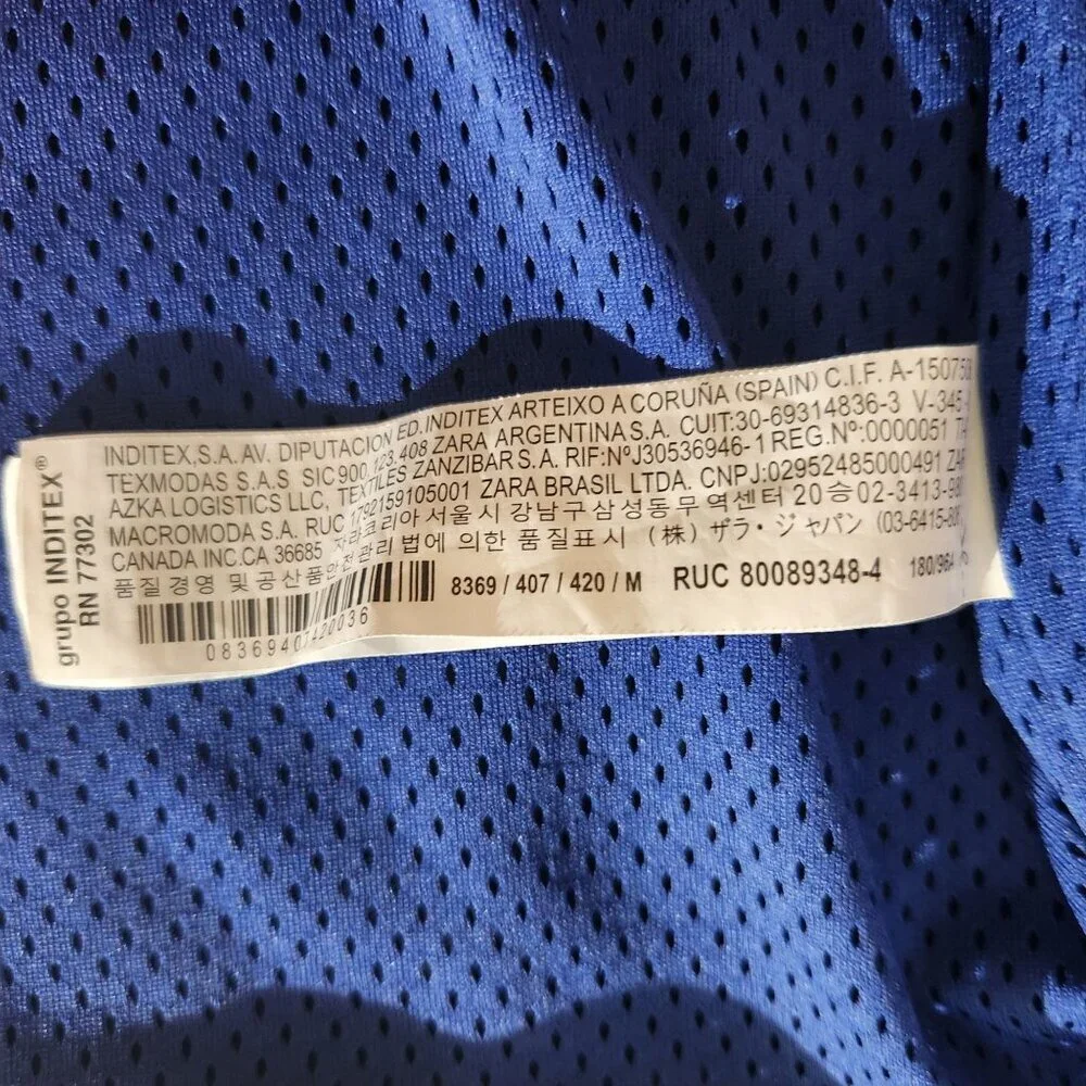 Zara Mens Blue Graphic Lightweight Jacket With Snap Buttons & Face Design